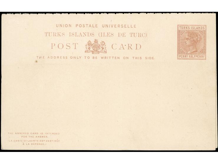 1881/85, QV postal stationery 1½ d.+1½ d. dull reddish-brown on vertical laid card, unused, tiny hinge remains on reverse, ot