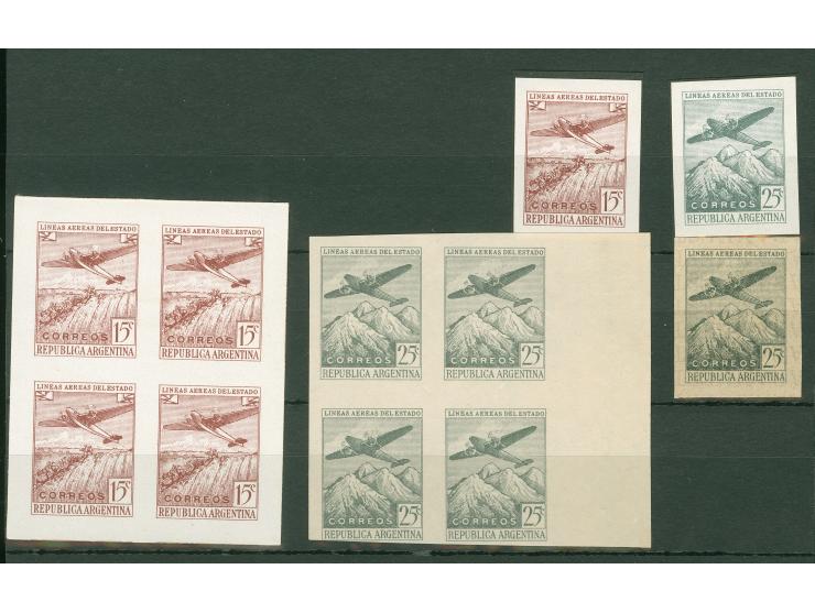 1946, Plane over Iguacu Falls, imperf proofs on normal white paper, greyish paper and watermarked thin ‘Muestra Paper’ (G. Ja