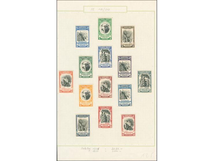1936/55, Official air mail set overprinted in red, unused, additional few complete sets Agriculture and Roosevelt, fine
