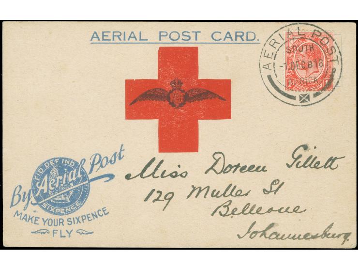 1918, MAKE YOUR SIXPENCE FLY: Johannesburg Flight with South Africa 1 d. tied AERIAL POST 1 DEC 18 cds. to Red Cross Aerial P