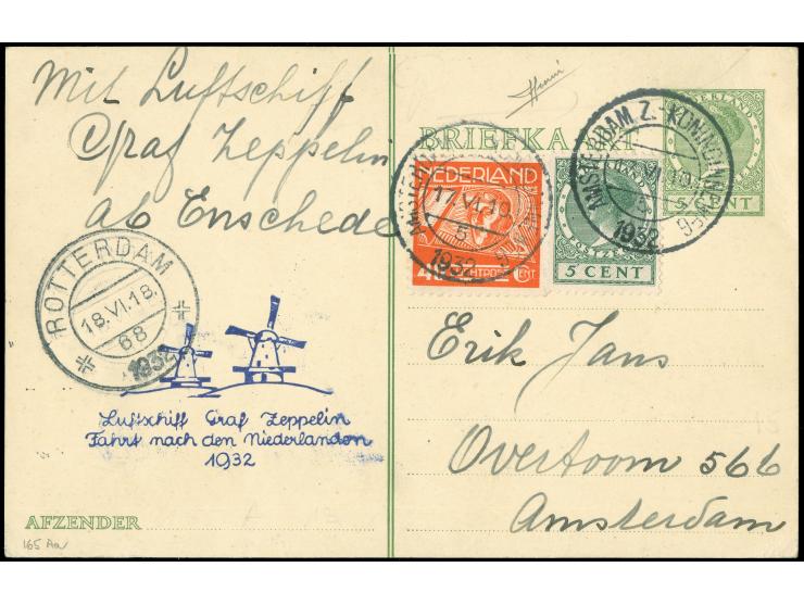 1932, Niederlandefahrt 17.6.32, Etappe ENSCHEDE - ROTTERDAM, Karte von Amsterdam 17.6.32 nach Rotterdam mit Ank. - Stpl. 18.6