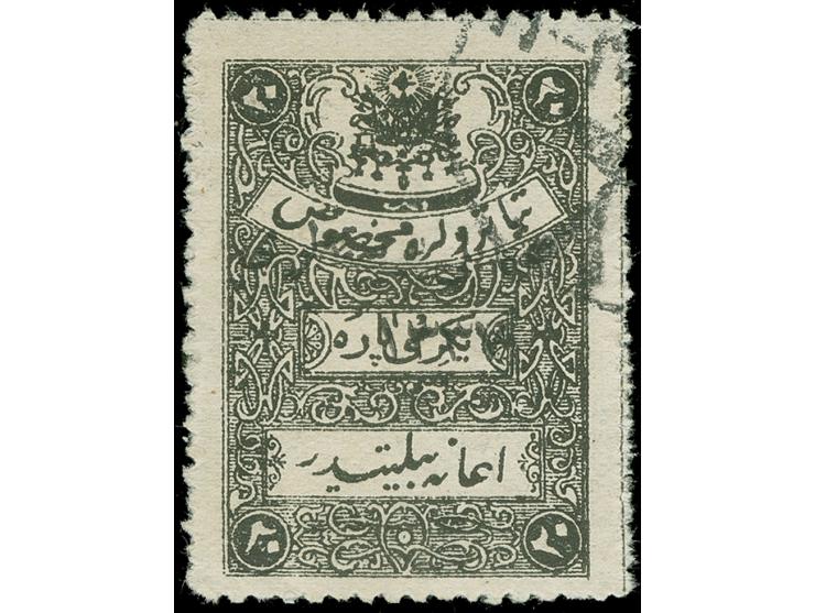 1921, Theatre Tax 20 pa. black,1337 typo surcharged, clear part cancelled Angora 8, fine and fresh. (Isfila catalogue value 1