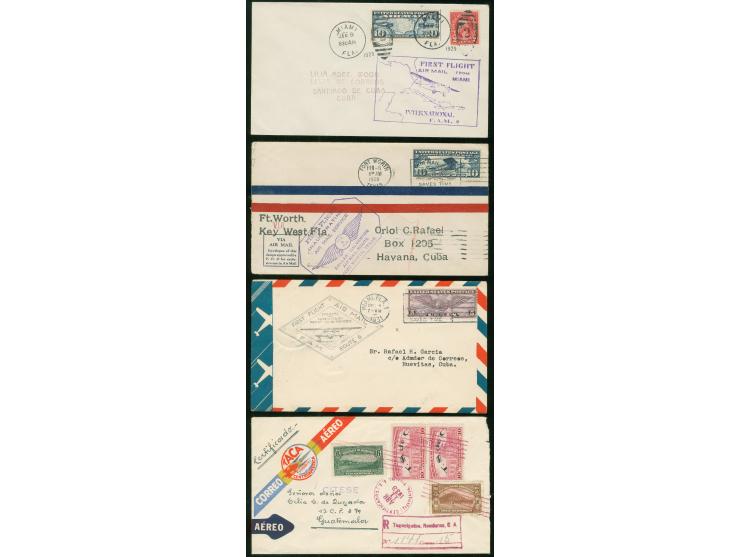 1928/33, Three First Flight covers American Clipper to Cuba, Havana, Santiago and Nuevitas, additional FF Honduras - Guatemal