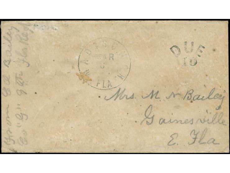 1863 ca., MADISON C.H. FLA. Mar/8 and "DUE 10" bold type alongside on stampless soldiers cover, few crease, addressed to Gain