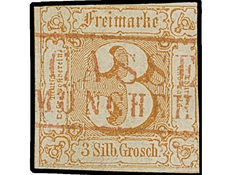 "CASSEL MÖNCHEHOF" roter Postablage-Ra2, sauber auf 1862/64, 3 Sgr.. Kurzbefund Sem BPP