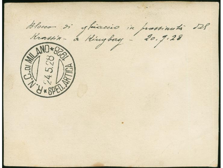 1928, Nobile's rescue expedition: photo of soviet icebreaker Krasin and on reverse cancelled "R.N.C. Di MILANO / SPED.ARTICA 