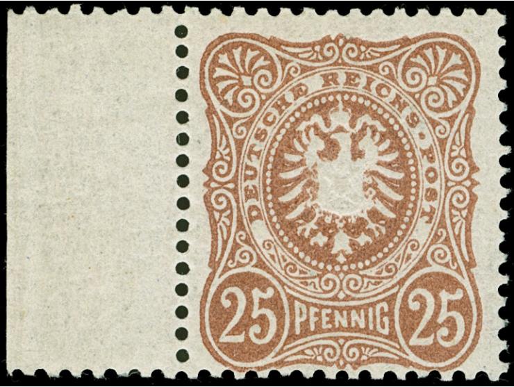 25 Pfg. orangebraun, verbreitetes Format, linkes Randstück, postfrisch, einwandfrei, Kurzbefund Wiegand BPP (1998)