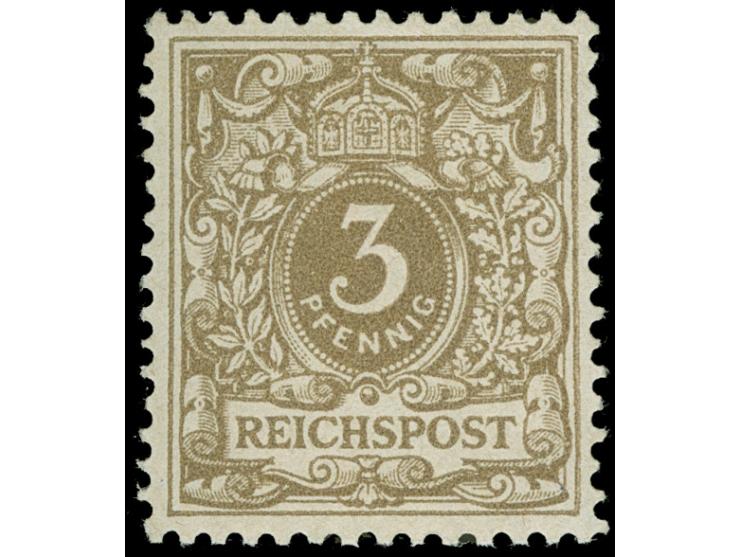 1889/1900, Krone/Adler 3 Pfg. gelbbraun, farbfrisch und gut gezähnt, postfrisch. Tadellos. Unsigniert, Fotoattest Jäschke-L. 