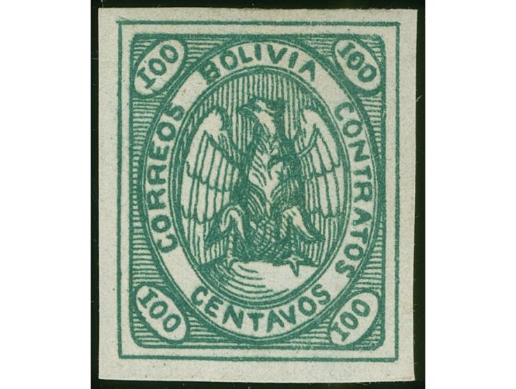 1868, Condor 100 c. green, imperf full to wide margins, unused, fine.
