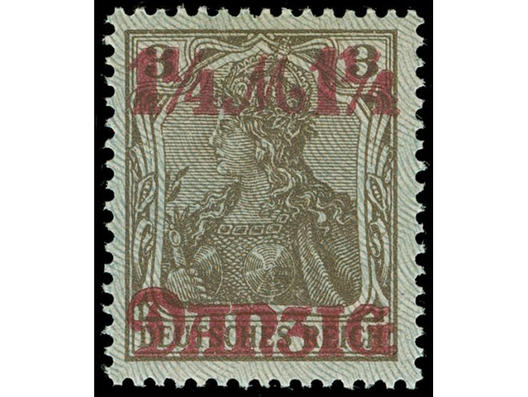 1920, Netzunterdruck hellgrüngrau, Spitzen nach oben, 1¼ M. mit doppeltem Unterdruck, postfrisch, einwandfrei. Kurzbefund Two