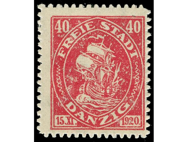 1921, Kogge durchstochen, 40 Pfg. mit Druck auf der Gummiseite, postfrisch, einwandfrei. Kurzbefund Soecknick BPP