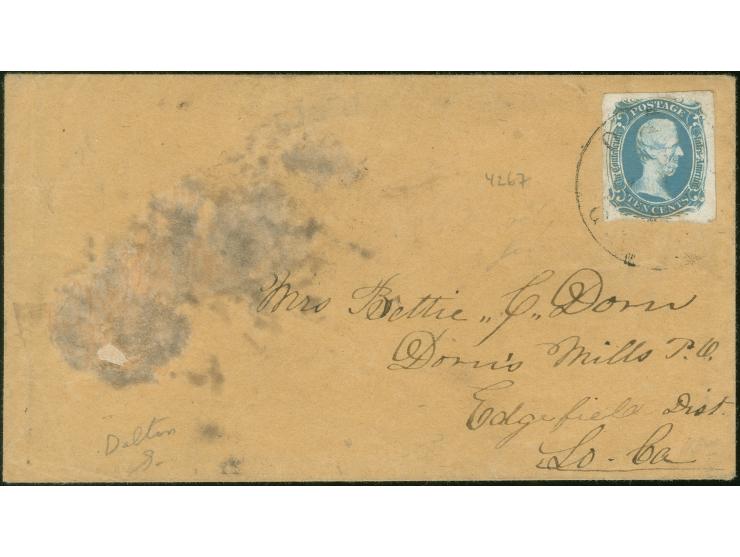 1863, 10 c. gray-blue, “TEN”. Large margins to just clear at bottom, tied by part strike of Dalton Ga.. circular datestamp to