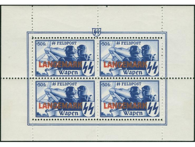 1944, Langemarck +50 Fr., im gezähntem Kleinbogen, ungebraucht, die Marken postfrisch, tadellos, der Kleinbogen weist eine ho