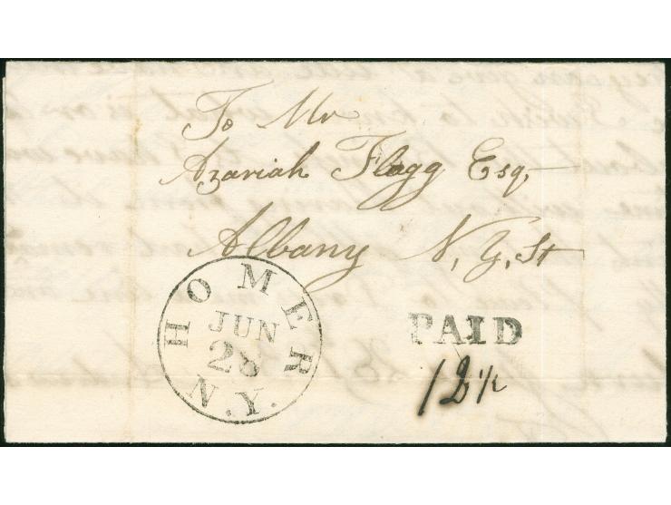 1836, Auburn, Cayuga County to Albany, June 28 : folded letter written in Auburn and mailed at Homer, New York, bearing clear