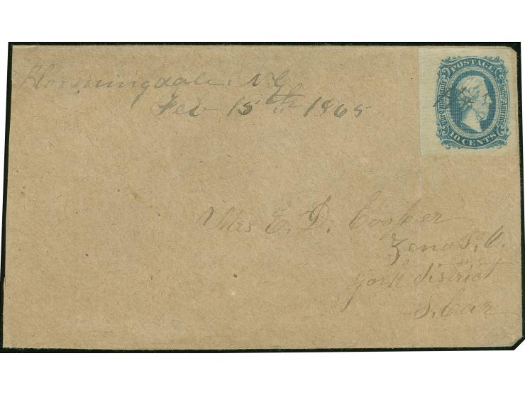 1863, Jefferson Davis 10 c blue, large margined example showing full outer framelines and apparent left sheet margin, tied by
