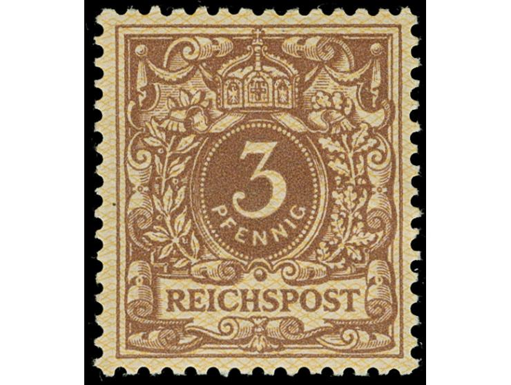 1889/1900, Krone/Adler, Netzprobe 3 Pfennig rotbraun auf dunkelorange, ungebraucht, Fotobefund Jäschke-L. BPP (2017)