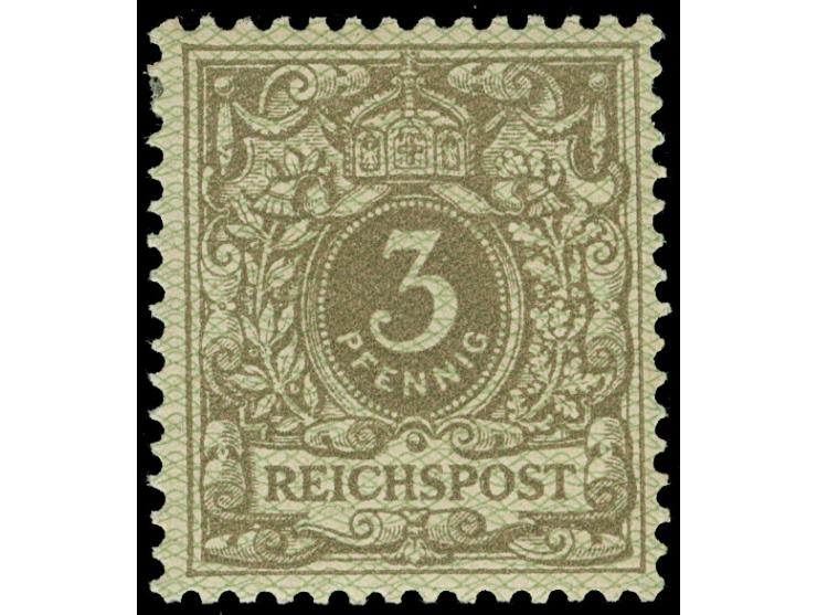 1889/1900, Krone/Adler, Netzprobe 3 Pfennig hellbraun auf grün, ungebraucht, Fotobefund Jäschke-L. BPP (2017)
