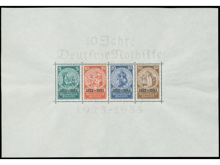 1933, Nothilfe-Block, in der Höhe etwas verkleinert, sonst gute Erhaltung, ungebraucht, Marken postfrisch