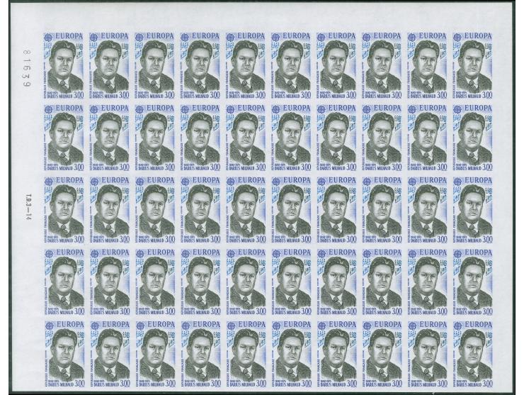 1985, CEPT 2,10 fr. and 3 fr. in imperforated sheets of 50, mint never hinged (Yvert 2366-67, 4500,-)