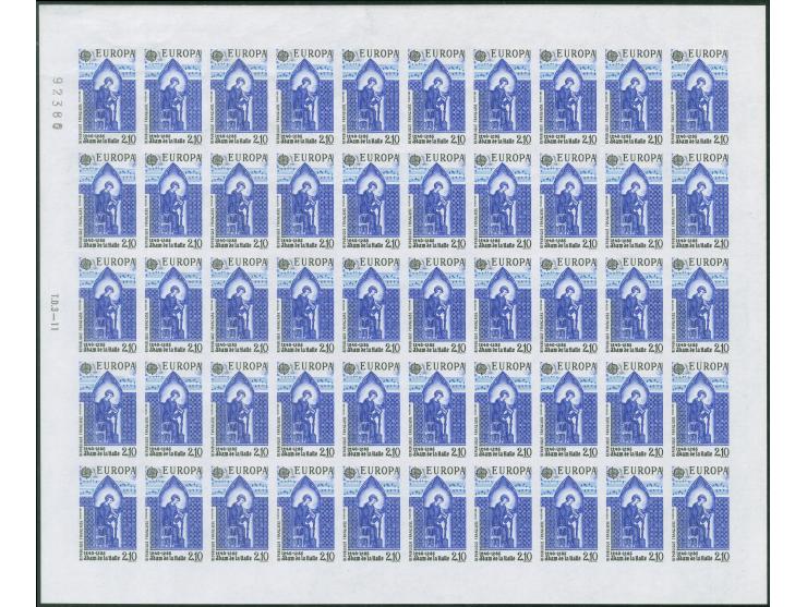 1985, CEPT 2,10 fr. and 3 fr. in imperforated sheets of 50, mint never hinged (Yvert 2366-67, 4500,-)