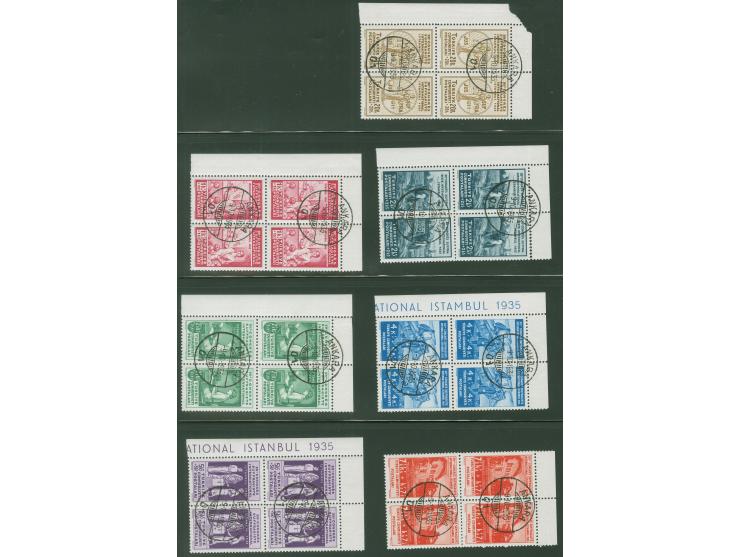 1935, Women"s Rights Congress 20 pa. – 100 k. in corner blocks of four, fresh and well-centered, all clear cancelled to order