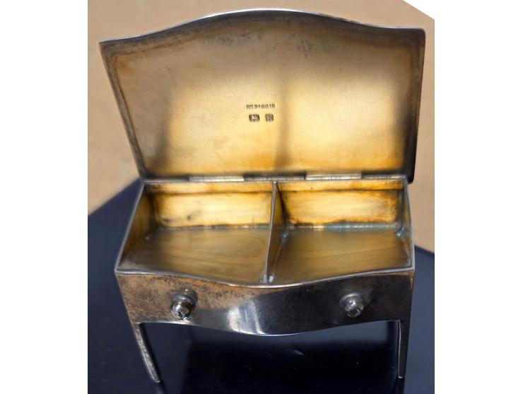 1905, stamp box in form of a writing desk, 925 silver, 53g