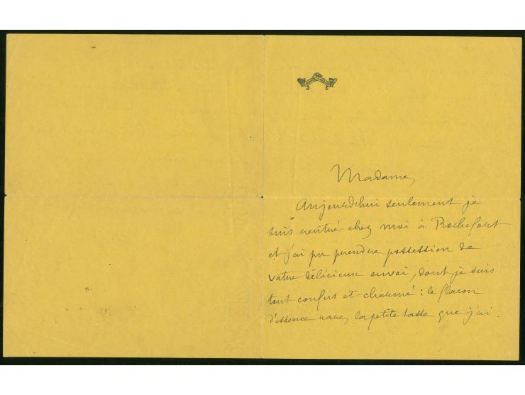 1913, letter written from Rochefort, signed at base by Pierre LOTI (1850-1923), French Naval Officer and writer of 'Madame Ch