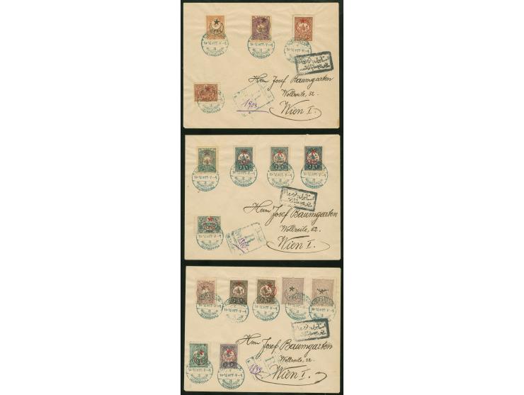1916, Crescent and Five pointed Star overprints on 11 covers, all registered and censored to Germany, Swiss and Austria, many