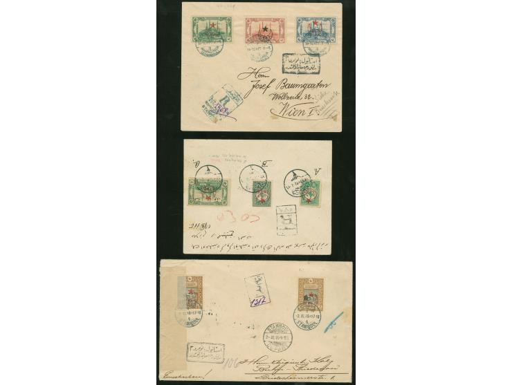 1916, Crescent and Five pointed Star overprints on 11 covers, all registered and censored to Germany, Swiss and Austria, many
