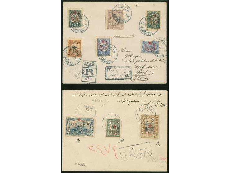 1916, Crescent and Five pointed Star overprints on 11 covers, all registered and censored to Germany, Swiss and Austria, many