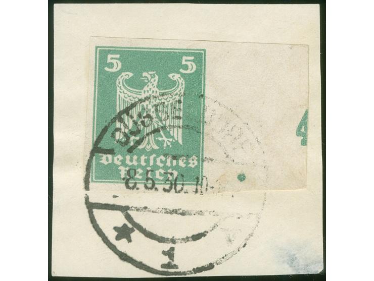 1924, Neuer Reichsadler 5 Pfg. ungezähnt mit stehendem Wasserzeichen, rechtes Seitenrandstück, sauber mit üblichem Stempel “D