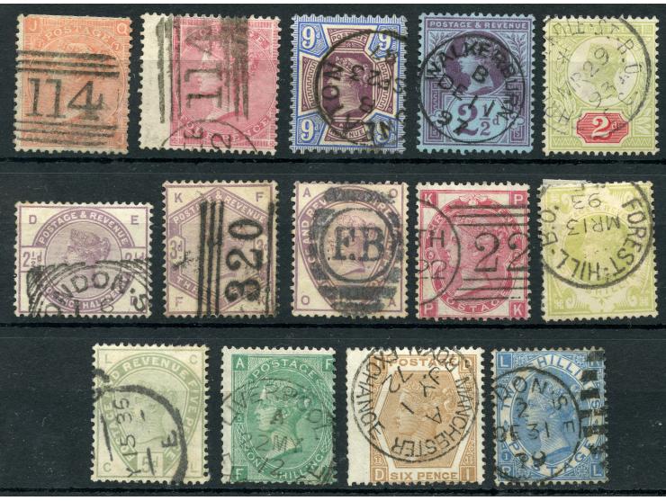 1865/97, QV 14 stamps with clear cancellations, tiny faults, otherwise fine and good appereance.
