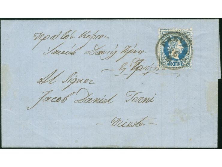 1871, Entire folded letter, dateline "Arta 13.Aug.1871", franked with 10 sld. 1867, tied with "PREVESA 26/8" cds., sent to "T