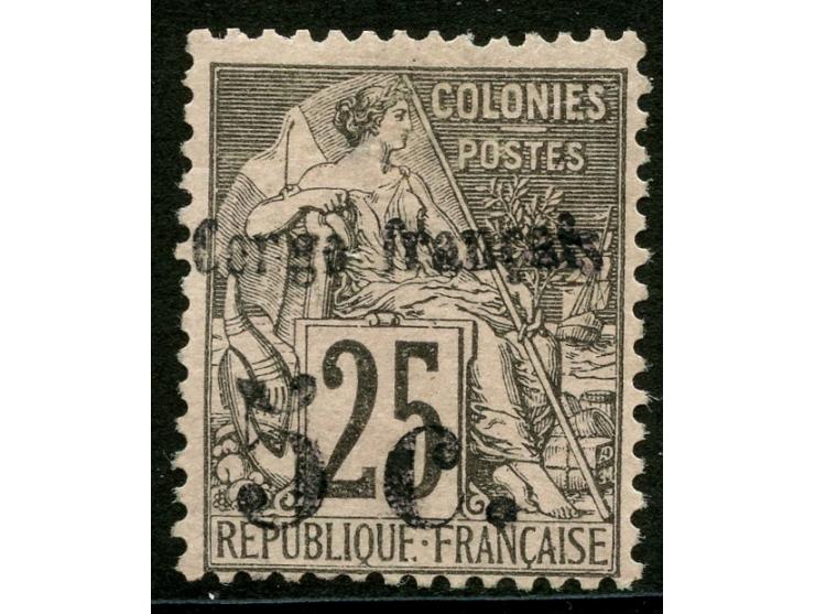 1891, 25 c. black, surcharged "Corgo Francais / 5c.", variety “r” instead of “n” in Congo, unused, well-centered, fine (Yvert