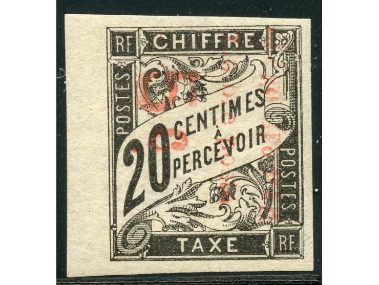 1892, 20 c. black, surcharged "Congo francais / Timbres poste / 5 c." in red, imperf wide margins, unused, very fine, signed.