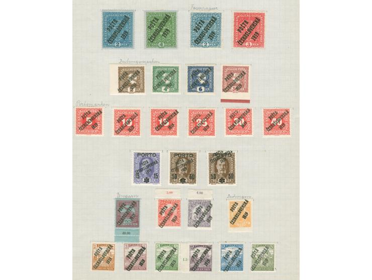 1918/20, unused and used collection on nine album leaves with 1919 overprints unused and imperf issues, mostly good condition
