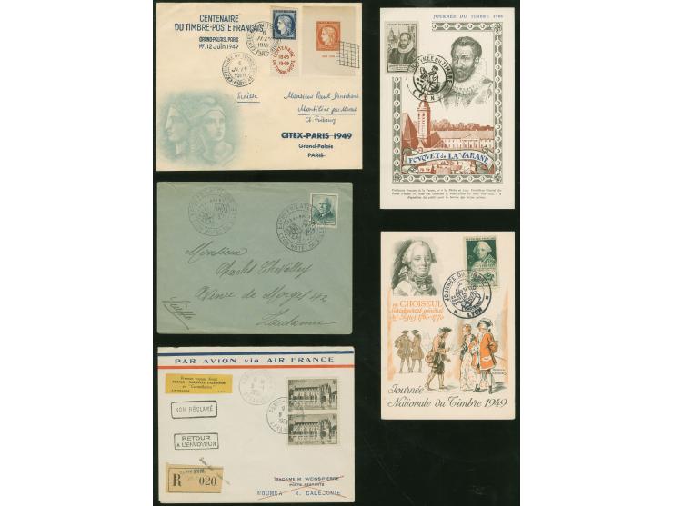 1946/54, Air France : 10 air mail covers including first flights to Nouvelle Caledonie registered, anniversary flights to Bue