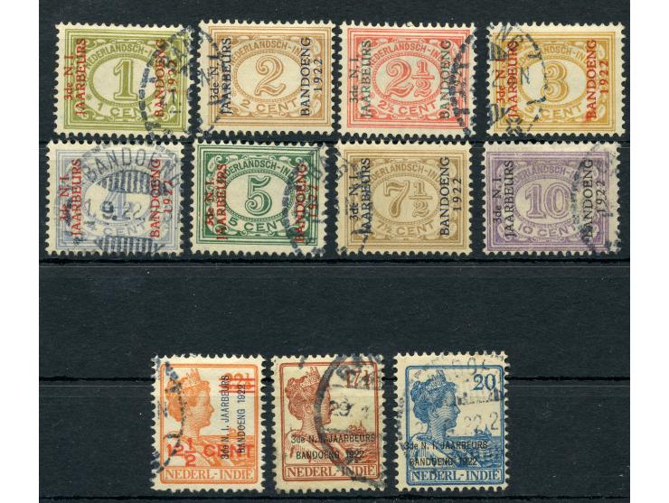 1922, Jaarbeurs Bandoeng overprinted complete set of 11 values, clear cancellations, fine.
