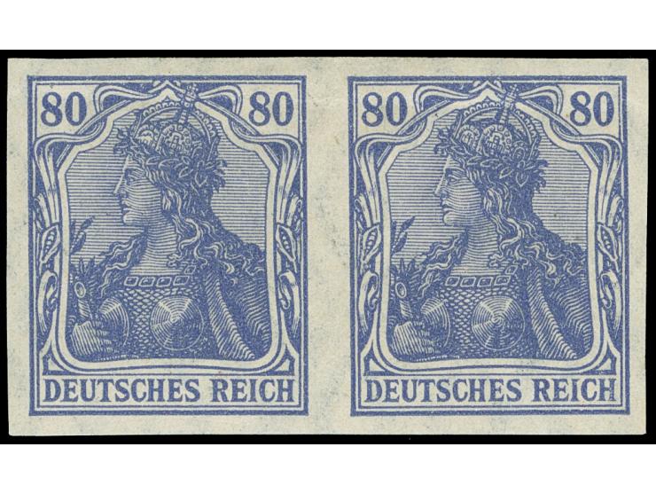 1920/21, Germania 80 Pfg. ungezähnt im waagerechten Paar, ungebraucht, einwandfrei