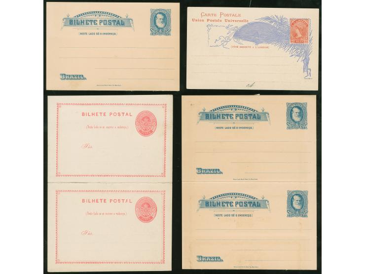 1880, 10 mint postal stationery cards including two different 80 Reis orange, plus 4 answering cards, all unused, fine.

