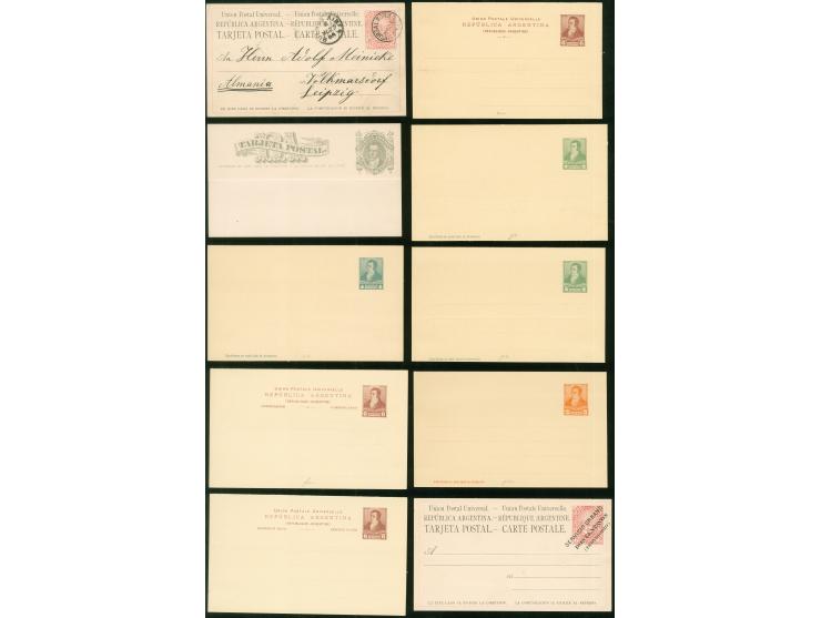 1878/1900, postal stationery: 15 postcards and 4 answering cards including 2+2 C green overprinted ‘Servicio Urbano’ unsepara