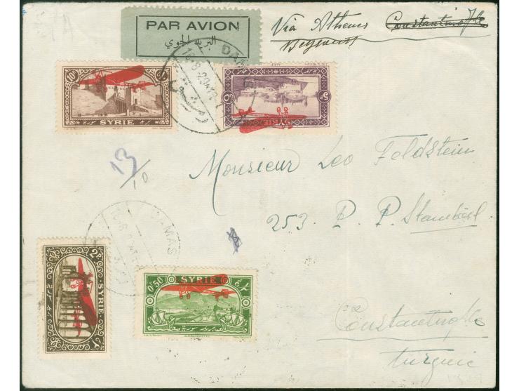 1929, flight route Damascus – Beirut – Athens with the French AULO and final leg to Istanbul with AEI, letter from Damascus 1