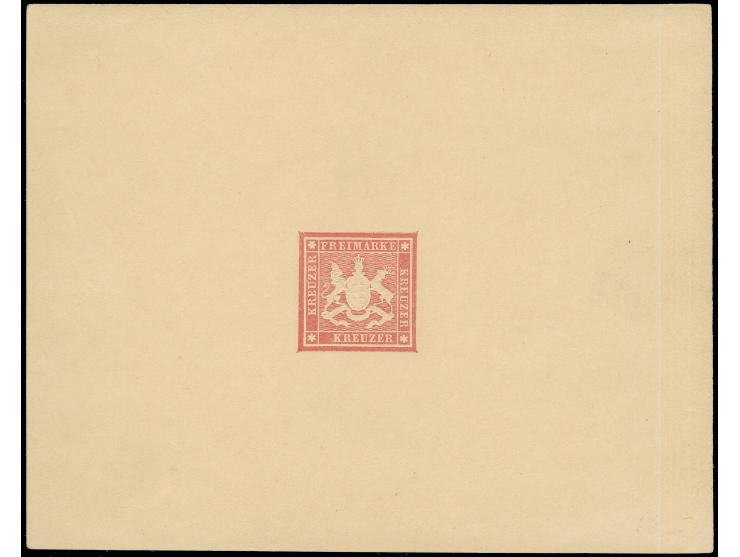 1857, Kornscher Stahl-Urmatrizstempel, roter Einzelabzug ohne Wertangabe im Kleinbogenformat (139x110mm) auf ungummiertem Kar