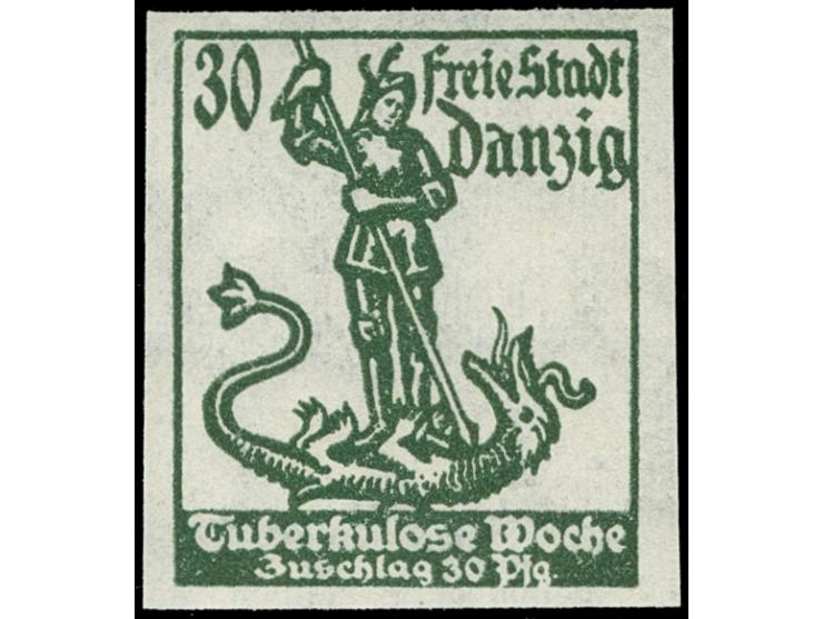Tuberkulose 30 Pfg., Probedruck in dunkelgrün, ungezähnt, postfrisch, tadellos, unsigniert