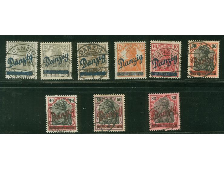1920, Kleiner Innendienst 2-80 Pfg. sauber gestempelt, 2½ &nbsp;und 7½ Pfg. Stempel falsch, die übrigen signiert bzw. Befund 