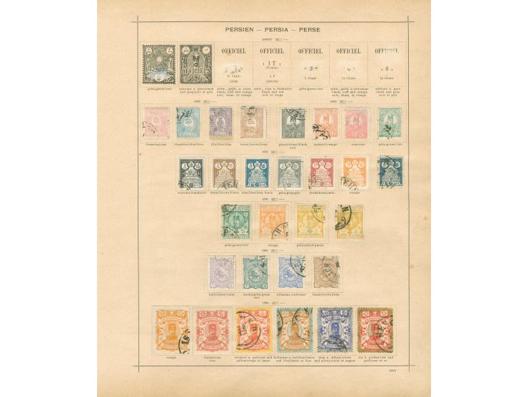 1875/1940, collection on old album leaves starting Lion issues with two used stamps, many complete sets, provisional overprin