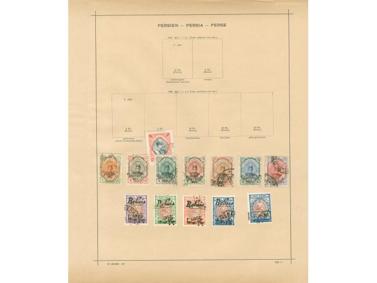 1875/1940, collection on old album leaves starting Lion issues with two used stamps, many complete sets, provisional overprin