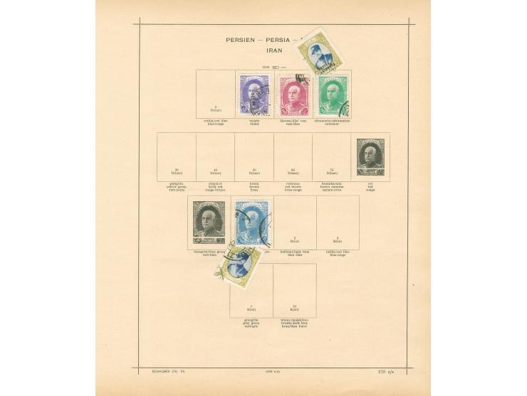 1875/1940, collection on old album leaves starting Lion issues with two used stamps, many complete sets, provisional overprin