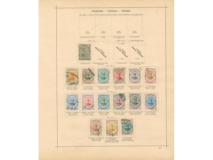 1875/1940, collection on old album leaves starting Lion issues with two used stamps, many complete sets, provisional overprin