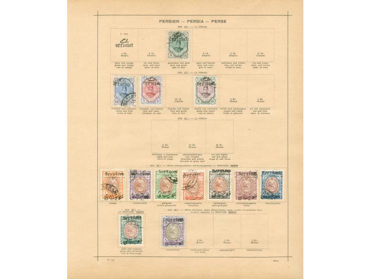 1875/1940, collection on old album leaves starting Lion issues with two used stamps, many complete sets, provisional overprin
